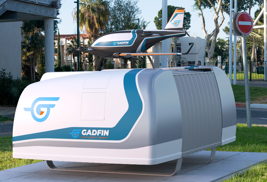 Gadfin AGS Automated Ground Station with Spirit-One on top, deployable on hospital rooftops