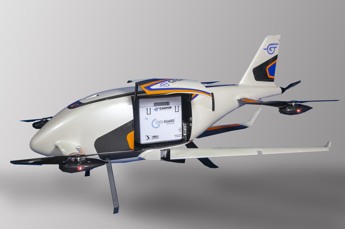 Spirit-One with cargo bay open carrying CoolGuard Advance temperature-controlled medical package